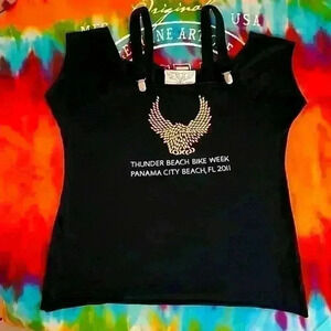 VTWIN 2X Black Tank with suspender clip straps Panama City Thunder Beach